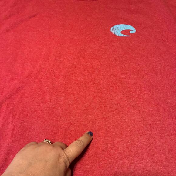 Costa Del Mar T-Shirt Men's L Red Fishing Beach Outdoor Short Sleeve Cotton Poly - Picture 4 of 8